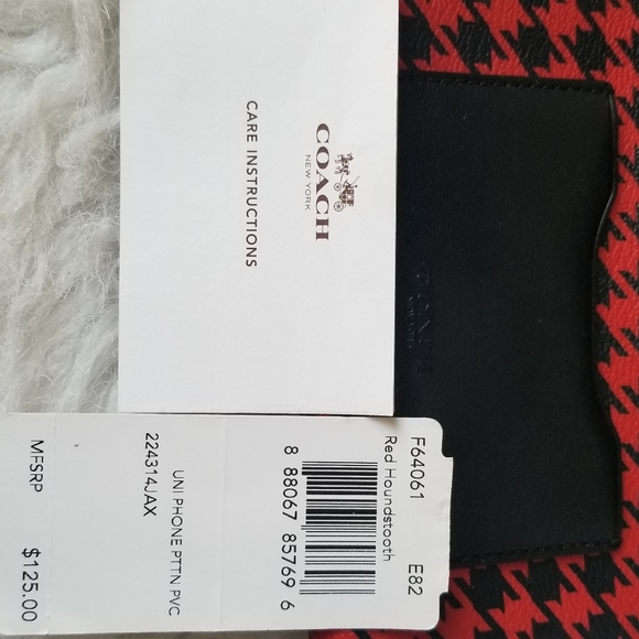 Brand New Coach Universal Phone Wallet Red Houndstooth - Picture 8 of 8